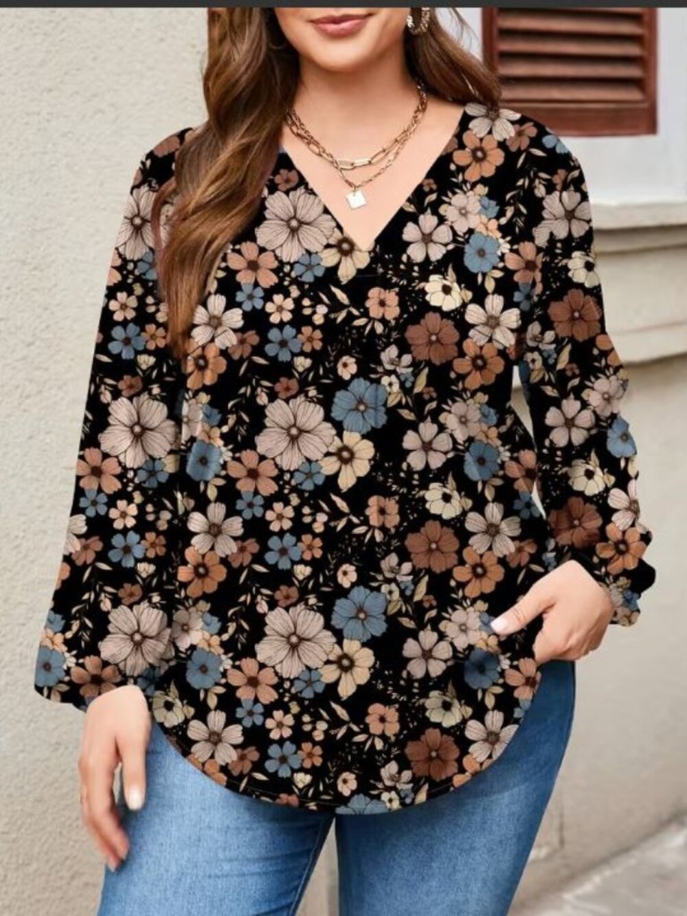 Plus Size Graphic Print Long Sleeve T-Shirt